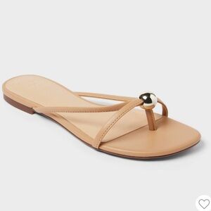 Women's Bri Strappy Ball Ornament Sandals - A New Day™ Tan